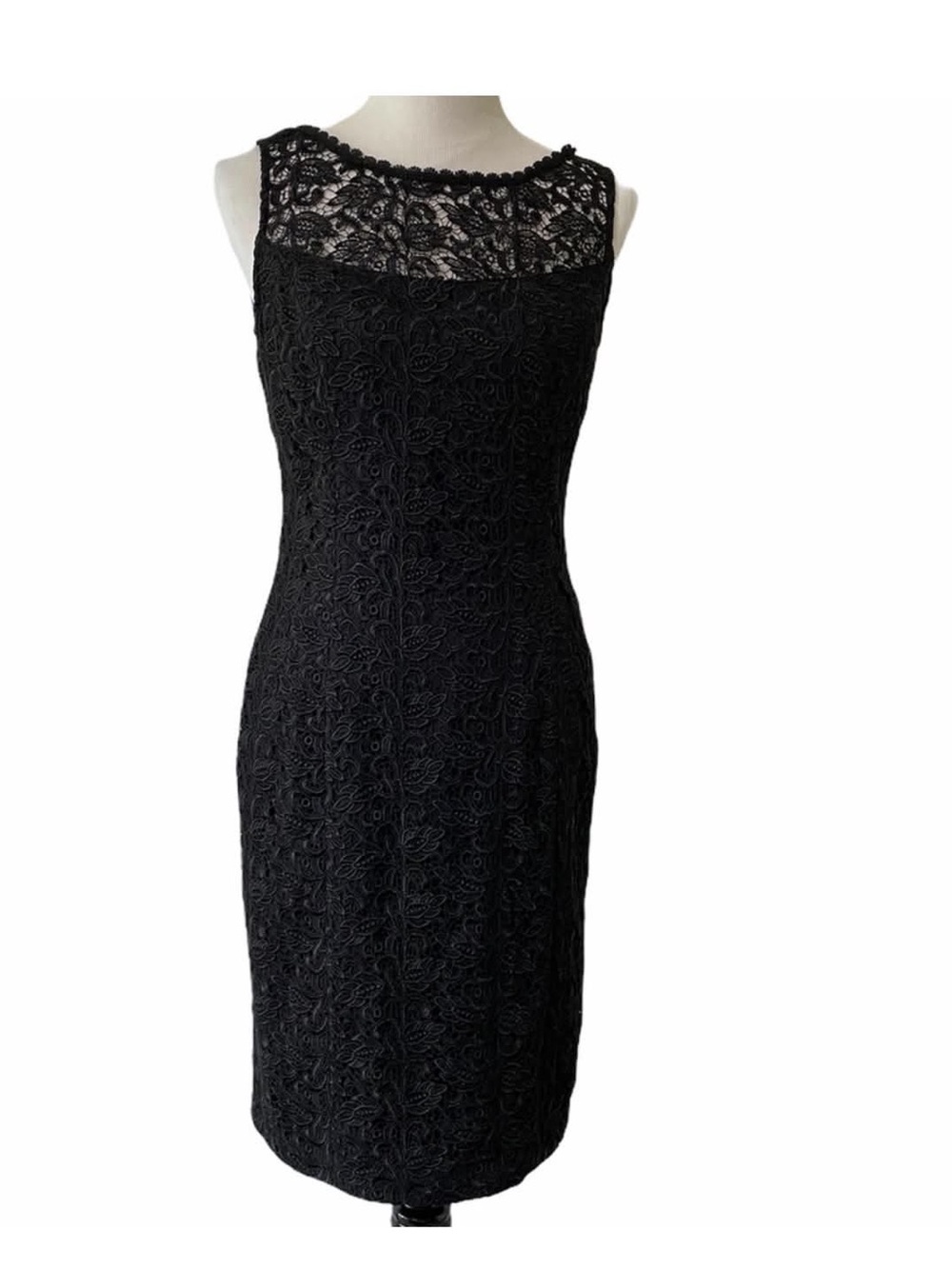 White House Black Market Black Lace Midi Sheath Dress